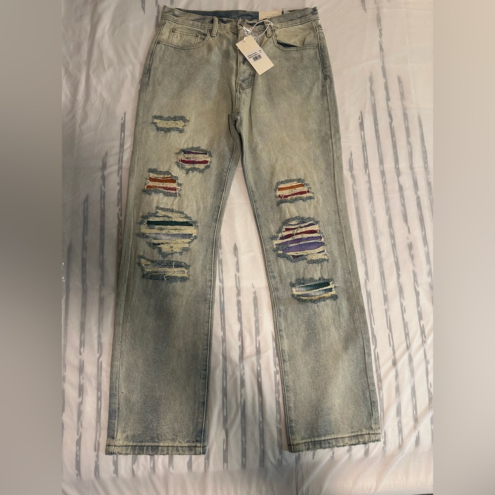 MNML Blue Distressed Denim Jeans size 31